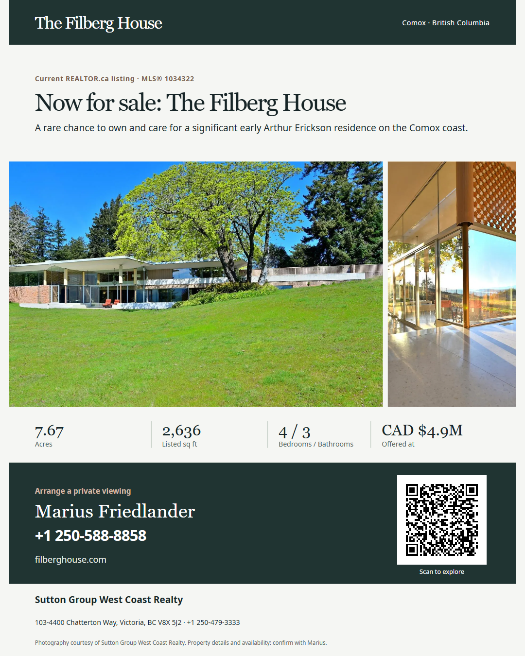 Take the house with you: Now for sale: The Filberg House