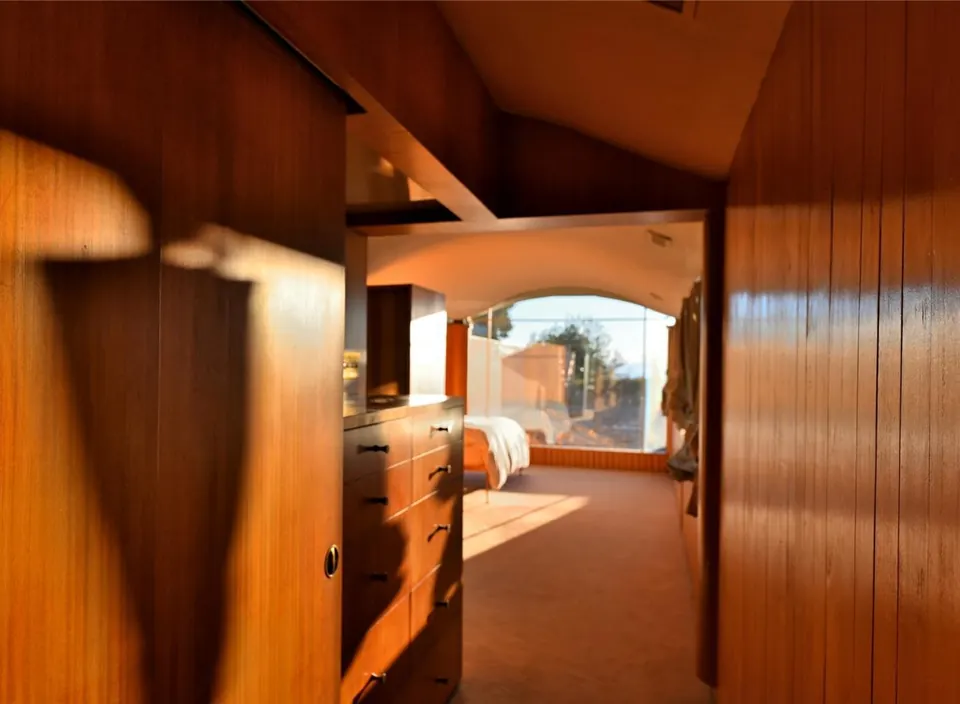 Cedar corridor at the Filberg House