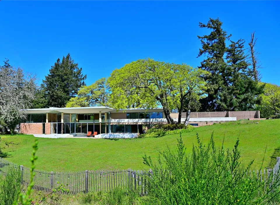 The Filberg House exterior in spring
